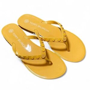 Tory Burch Studded Jelly Thong Yellow Sandal Size 8